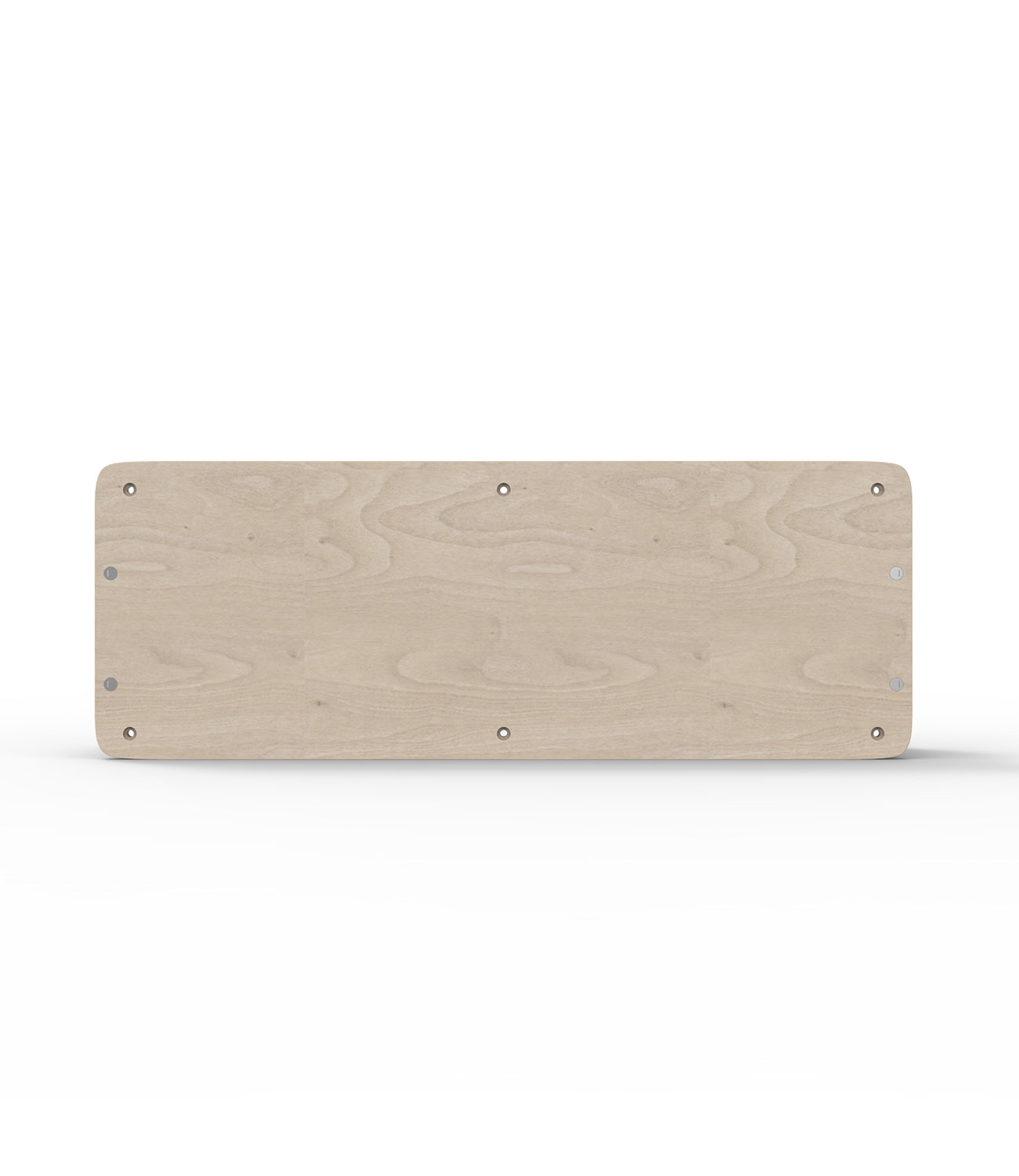wooden-storage-box-back | LiteZilla Rectangular light plywood panel with rounded corners and multiple edge holes, set against a white background.